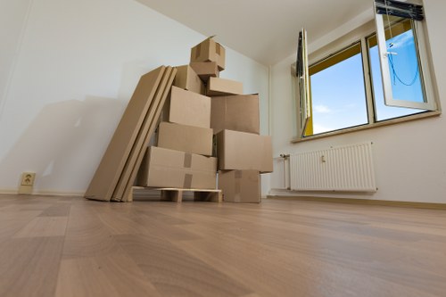 Office removals planning in Kentish Town with desks and equipment ready for relocation