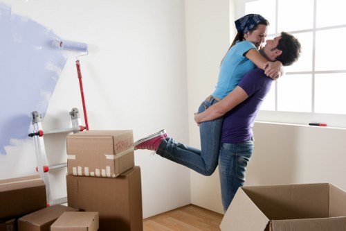 Boxes and furniture ready for a flat move in Kentish Town